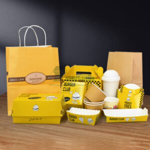 Custom Hamburger Boxes Fried Chicken Box Restaurant Packaging Fast Food Takeaway Box With Dividers