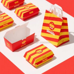 Custom Disposable Fast Food Packaging Box for Hamburger French Fries Takeaway